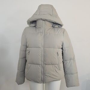 Puffit Hooded Wibter Puffer Jacket Coat Taupe Tan Sz XL